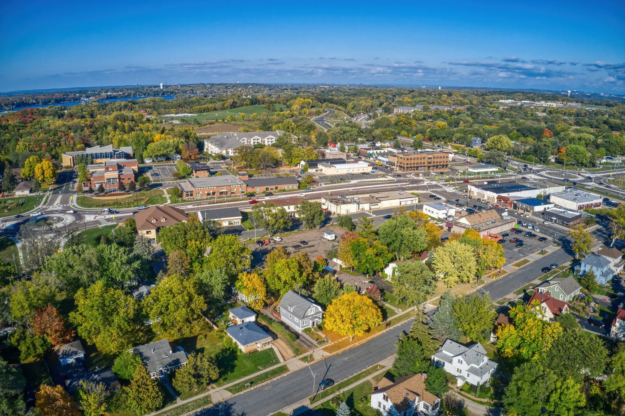 Aerial View of the Twin Cities Suburb of Prior Lake, Minnesota