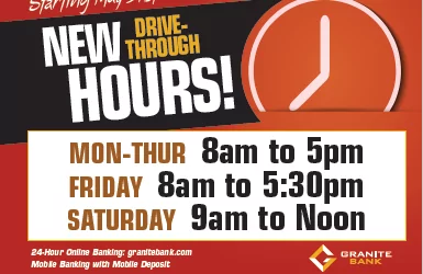 New Drive Up Hours Starting May 31, 2022
