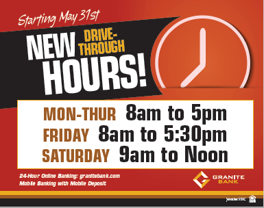 New Drive Up Hours Starting May 31, 2022